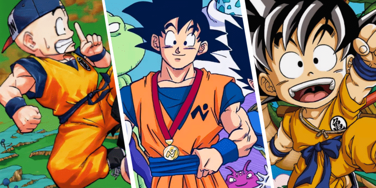 Imagen personalizada de la versión de Krillina de Yoshifumi Tozuka, la versión de Goku de Toyotarou, la versión de Goku de Naho Ooishi