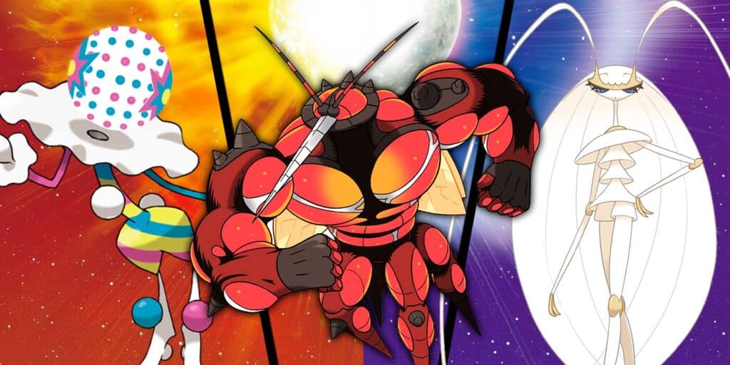 Buzzwole, Blacephalon and Pheromosa of Pokemon Sun and Moon
