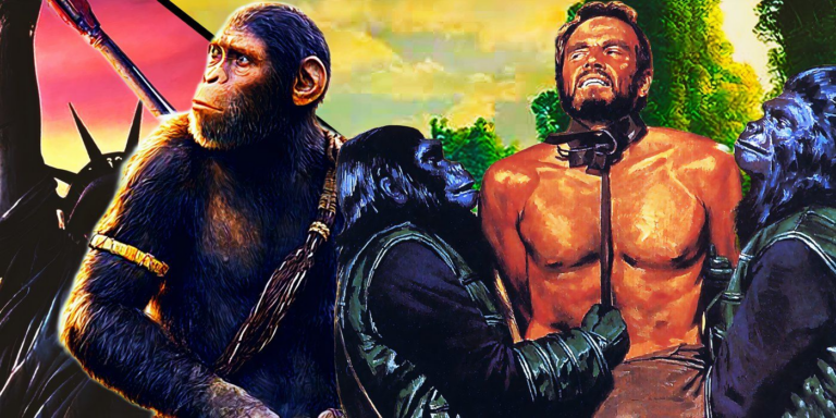 The Noa fights bad monkeys while Taylor tries to escape the confused monkeys on the planet of the apes.