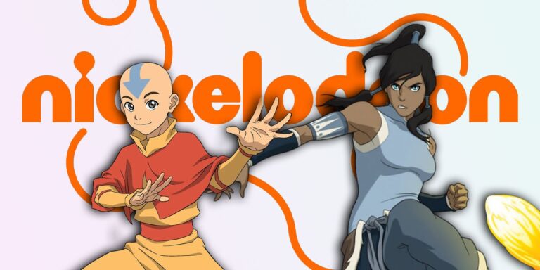 Avatar: Aang y Korra Legend of the Last Airbender con el logotipo de Nickelodeon