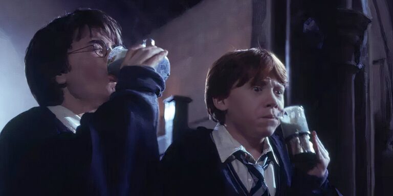 Harry y Ron beben la poción de Polyjuice en Harry Potter y la Cámara de los Secretos.