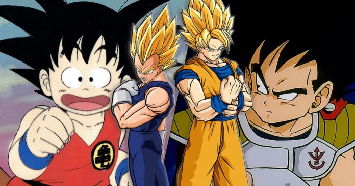 Kid Goku, Super Saiyan Vegeta, Super Saiyan Goku and Kid Vegeta by Dragon Ball Z