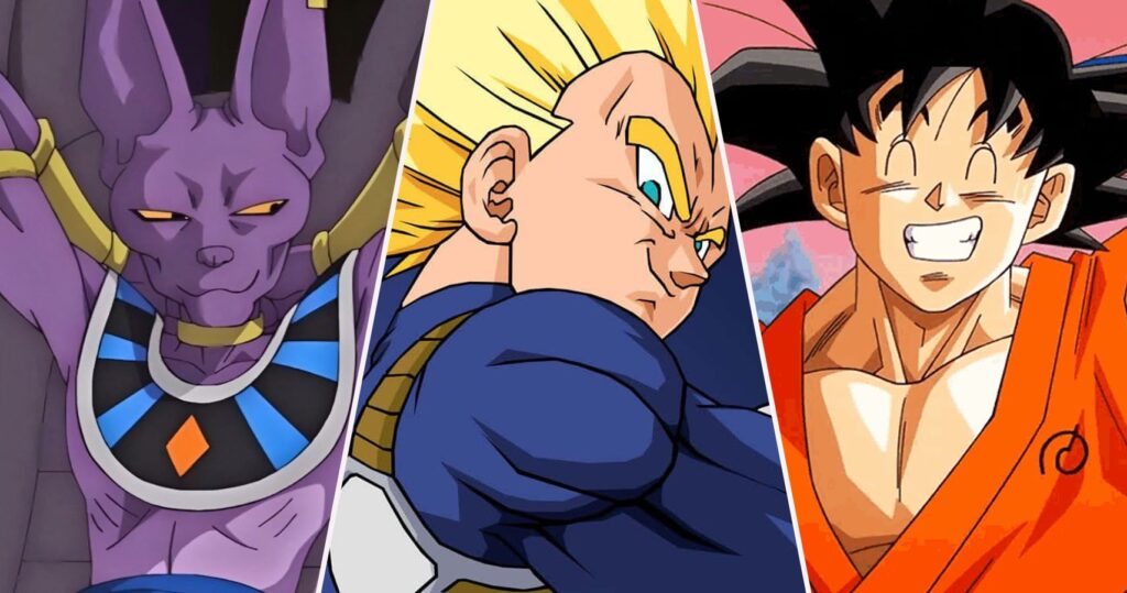 Beerus, Super Saiyan Vegeta and Goku from DBZ and Dragon Ball Super