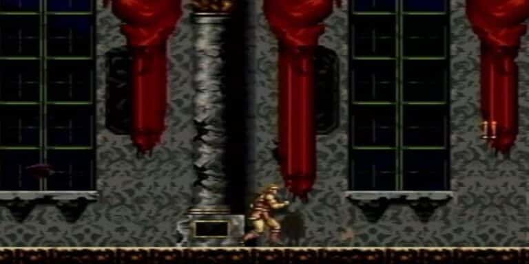 Castlevania cuenta el nivel 1 con Simon caminando hacia la derecha