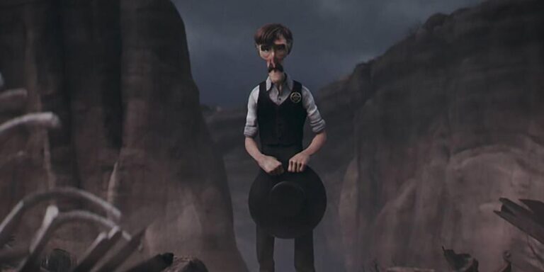 A sheriff is held at the edge of a sterile cliff in time borrowed.