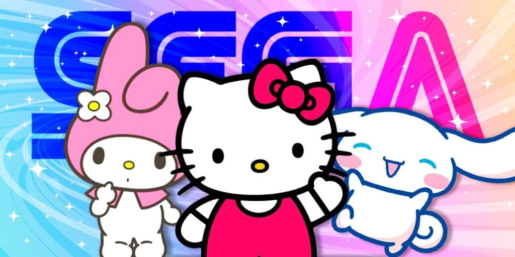 Hello Kitty de Sanrio, Cinnamoroll y mi melodía con el logotipo de Sega