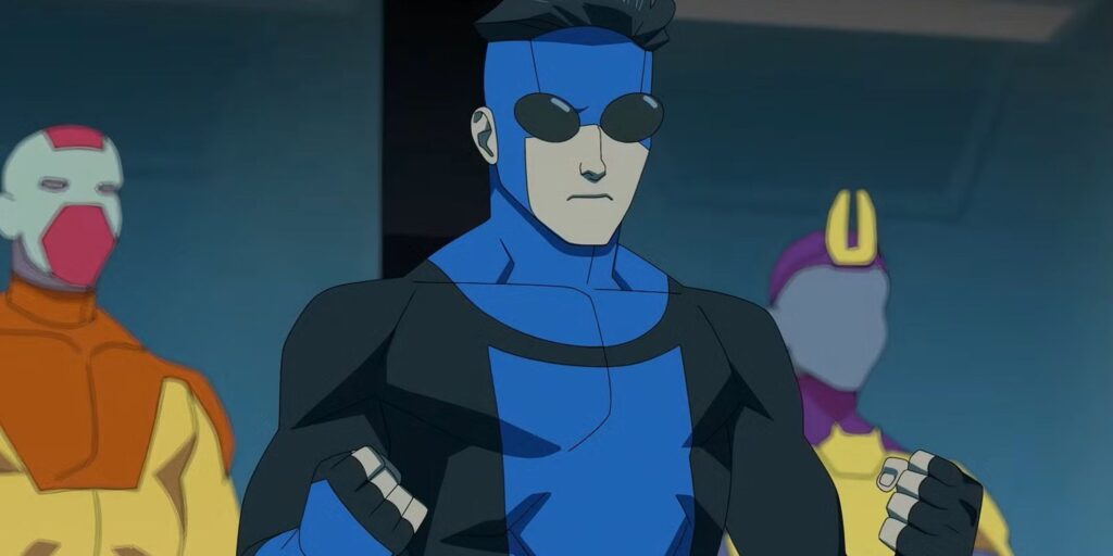 Invencible posando en su nuevo disfraz de la temporada 3