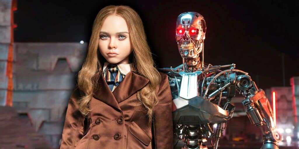 Megan con un T-800 en el fondo