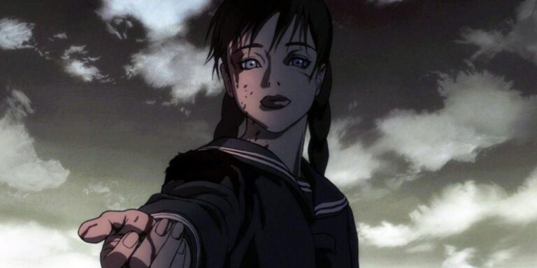 Saya extending her hand in the blood last vampire