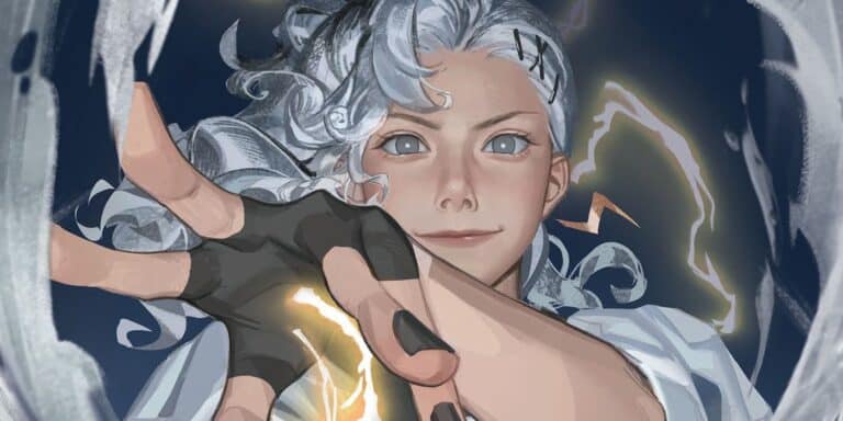 Maystorm invoking lightning on the Ultimate X-Men blanket