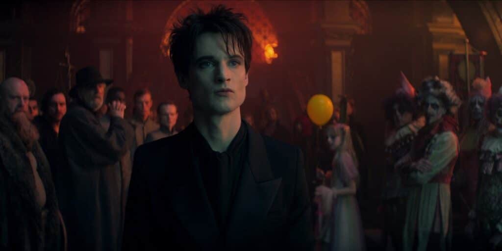 Sueño rodeado de sus contemporáneos en su castillo durante la temporada 2 de Sandman, Parte I