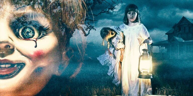 Annabelle: Creación de arte clave con una niña y muñeca inquietante