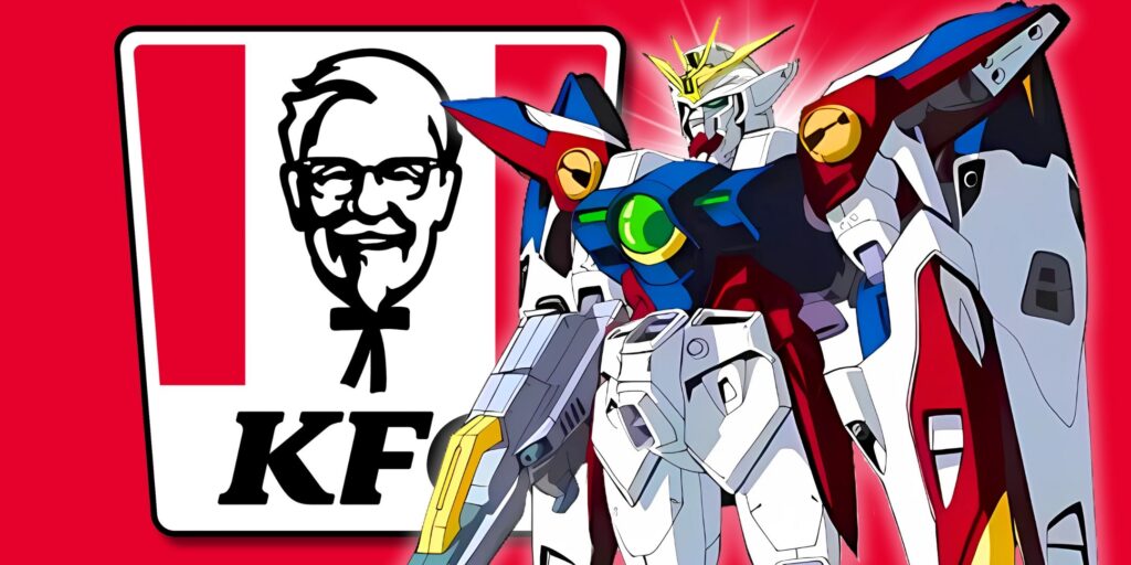 Ala Gundam Robot Mecha Mecha de Gundam Wing con logotipo oficial de KFC