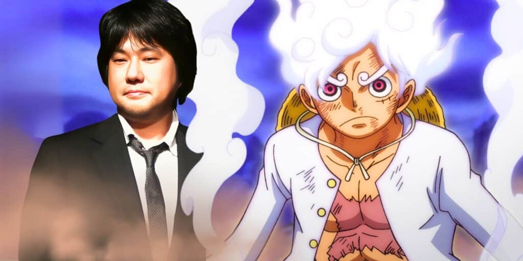 Creador de Manga en una sola pieza Eiichiro Oda y Gear 5 Luffy de la serie animada