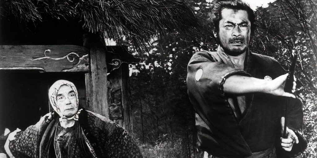 Sanjuro enfrenta criminales prohibidos en Yojimbo.