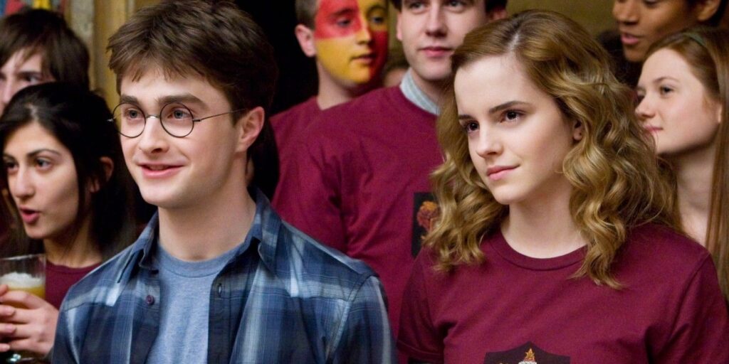Harry y Hermione en Harry Potter y el Príncipe Mestitudes.