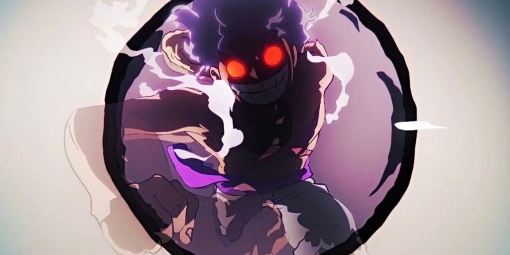 Gear 5 Luffy Fighting Lucci en un episodio 1100 en la serie animada