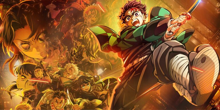 Tanjiro de Demon Slayer Infinity Castle Anima con personajes principales de la serie