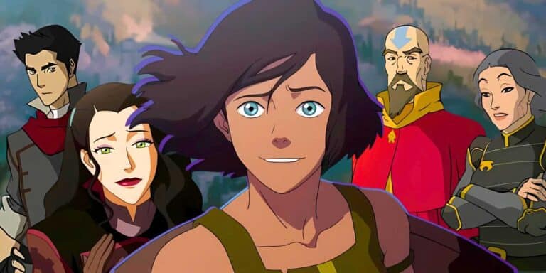 Mako, Asami, Korra, Tenzin and Lin Beifong in Avatar: Legend of Korra