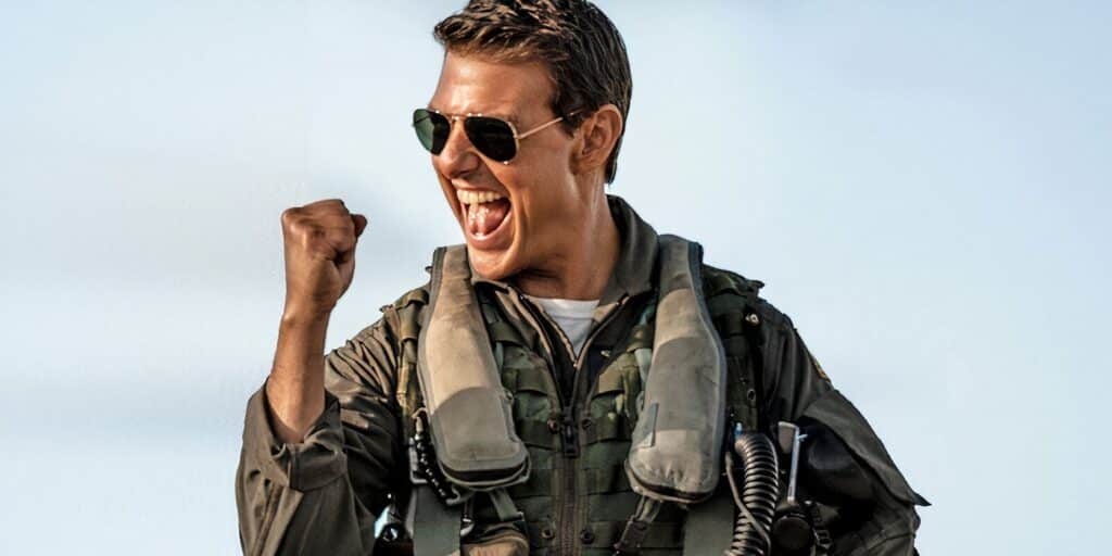 Maverick celebra una victoria de Top Gun: Maverick