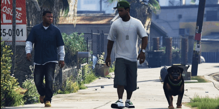 Franklin, Lamar and Chop in GTA V