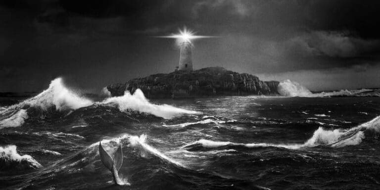 The lighthouse as seen from a roou sea