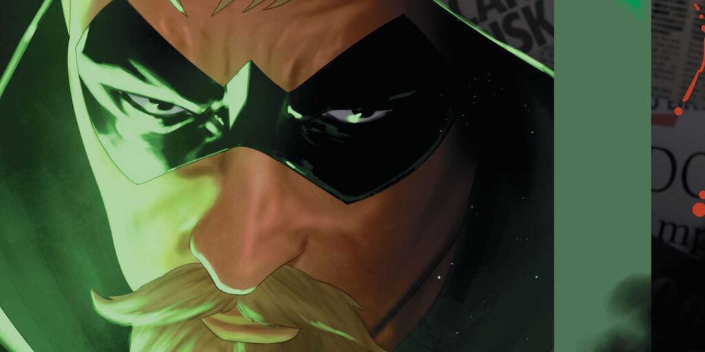 The cover of Green Arrow # 18 with Oliver Queen in his costume.