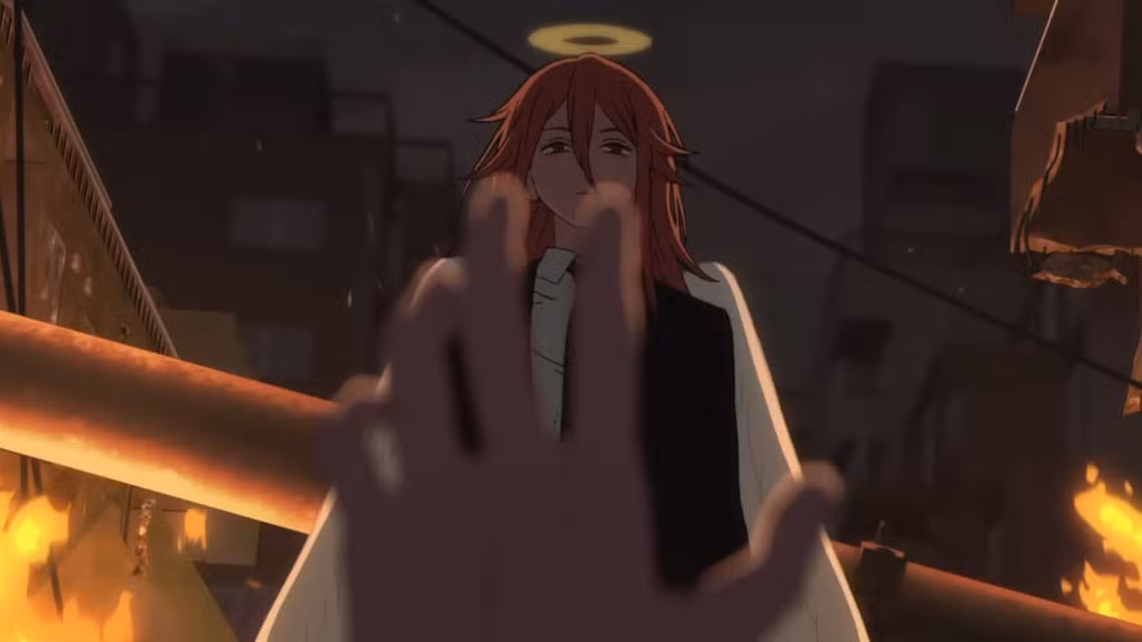 A dying person reaches out to Angel Devil in Chainsaw Man - The Movie: Reze Arc