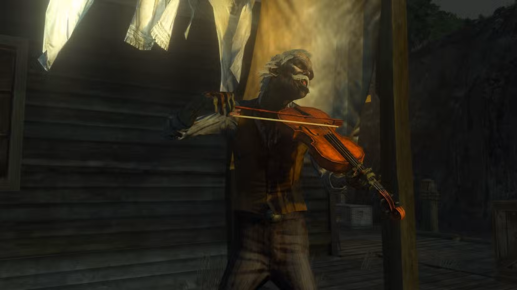 Red Dead Redemption Undead Nightmare screenshot with zombie violinist